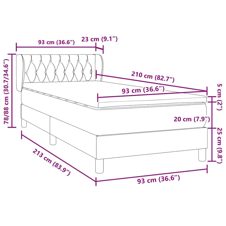 Sommier à lattes de lit et matelas bleu foncé 90x210 cm velours - 12