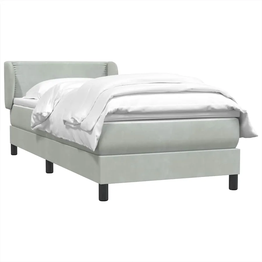 Sommier à lattes de lit et matelas gris clair 80x220 cm velours - 3
