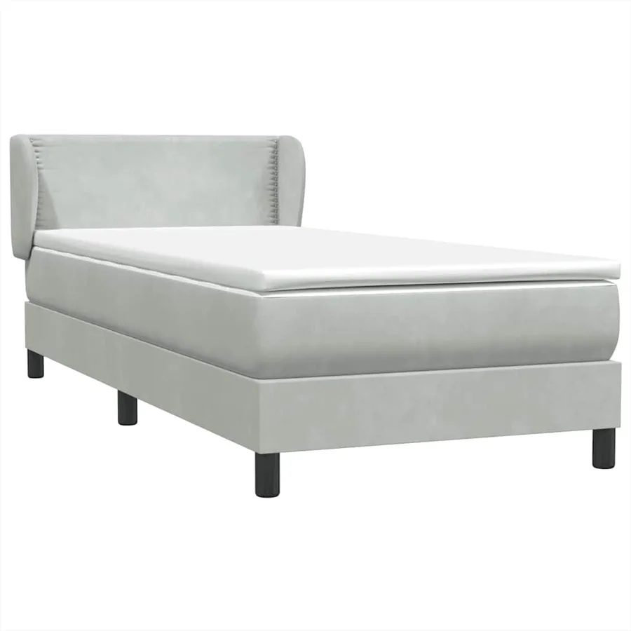 Sommier à lattes de lit et matelas gris clair 80x220 cm velours - 4