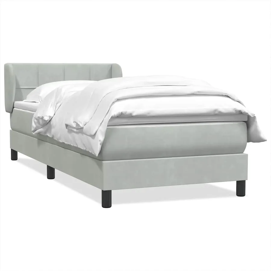 Sommier à lattes de lit et matelas gris clair 80x220 cm velours - 2