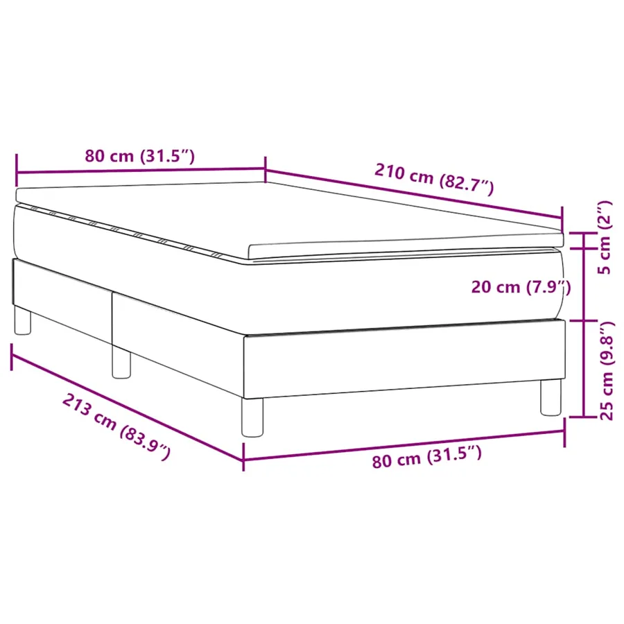 Sommier à lattes de lit et matelas gris foncé 80x210 cm velours - 11