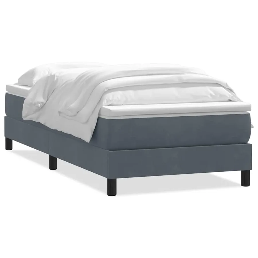 Sommier à lattes de lit et matelas gris foncé 80x210 cm velours - 2