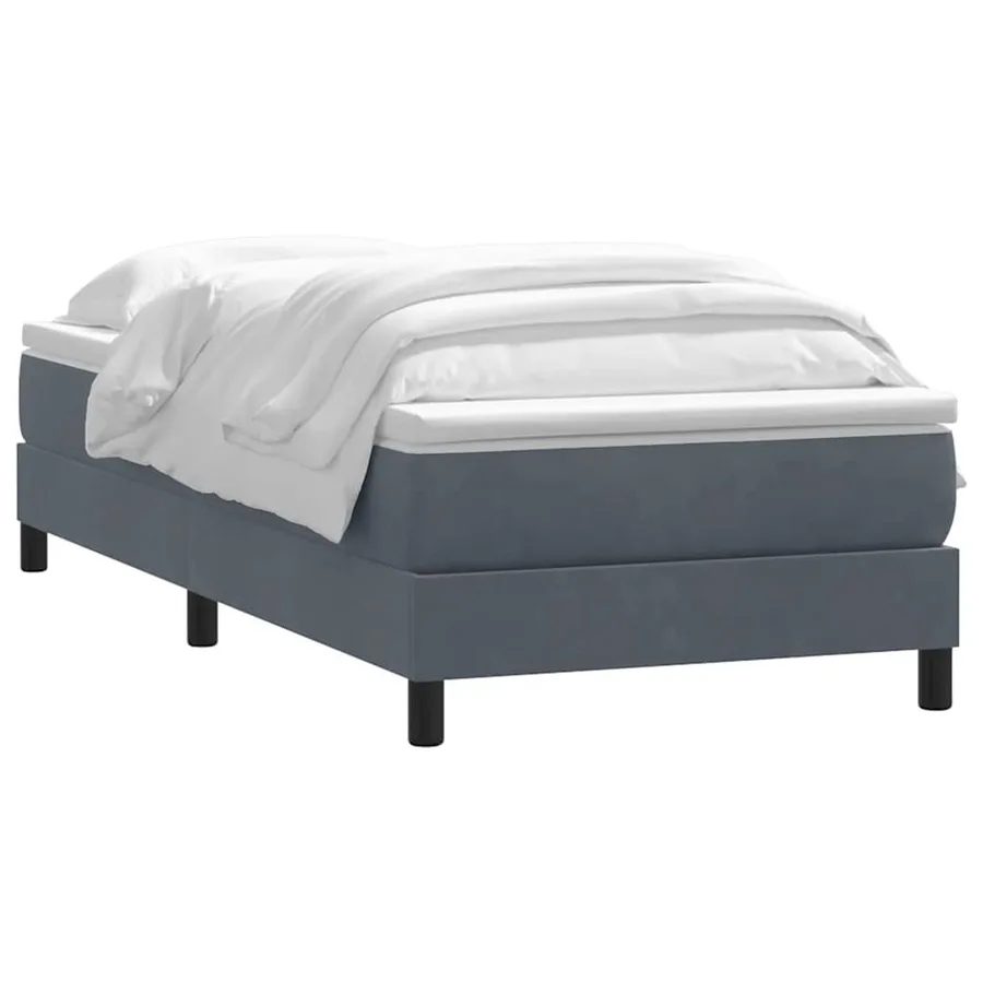Sommier à lattes de lit et matelas gris foncé 80x210 cm velours - 3