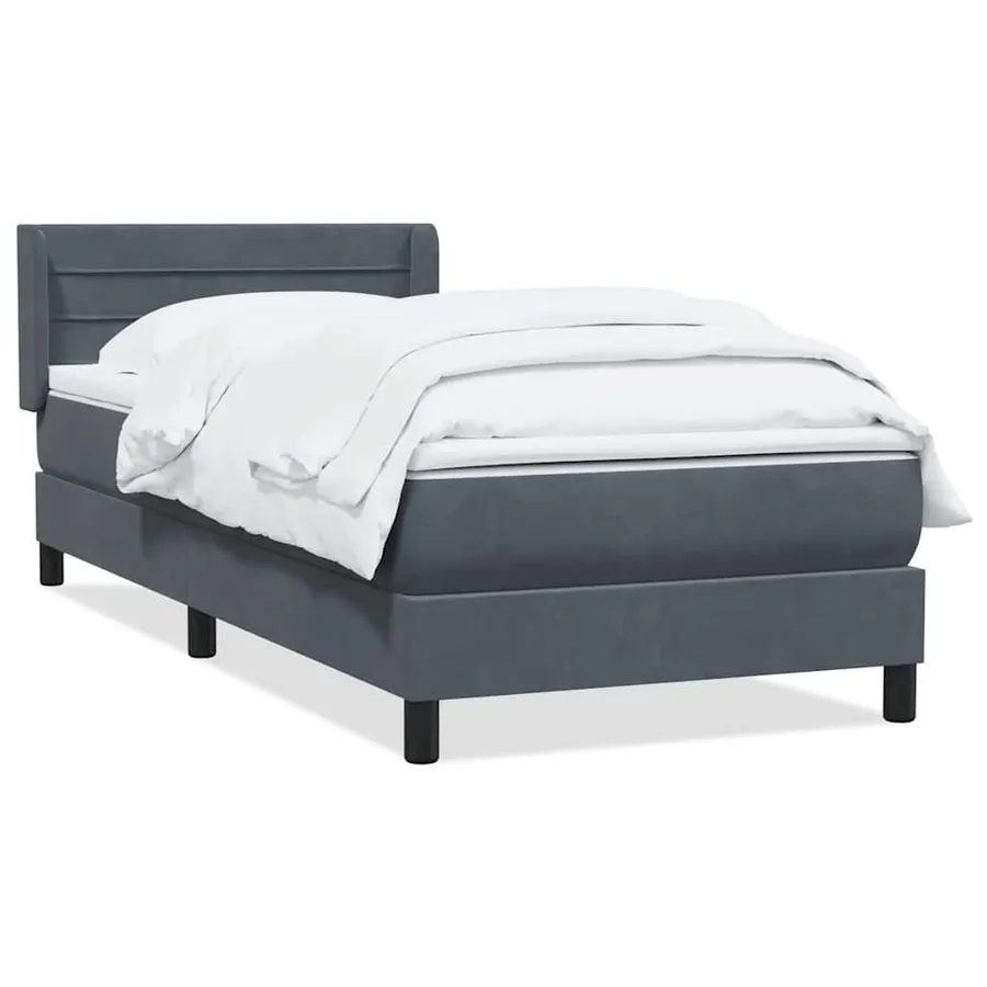 Sommier à lattes de lit et matelas gris foncé 80x210 cm velours - 2