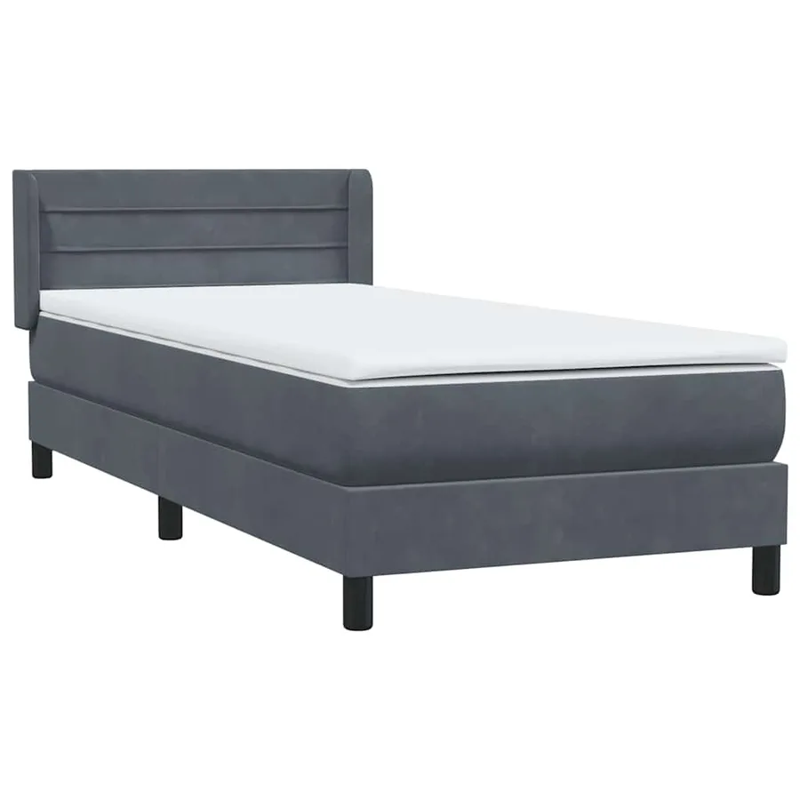 Sommier à lattes de lit et matelas gris foncé 80x210 cm velours - 4