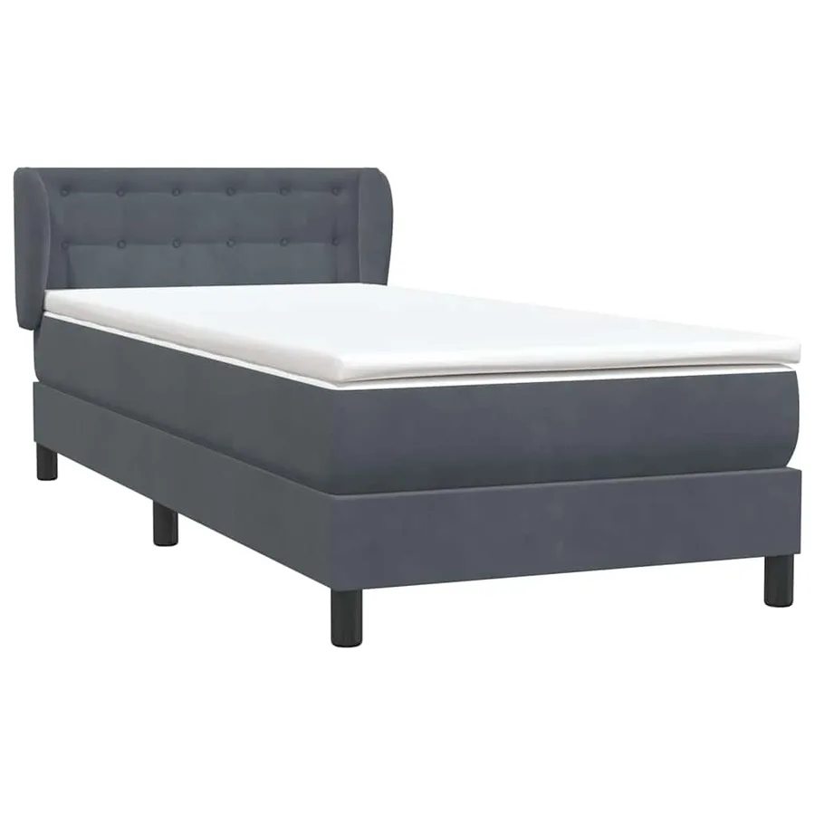 Sommier à lattes de lit et matelas gris foncé 80x210 cm velours - 4