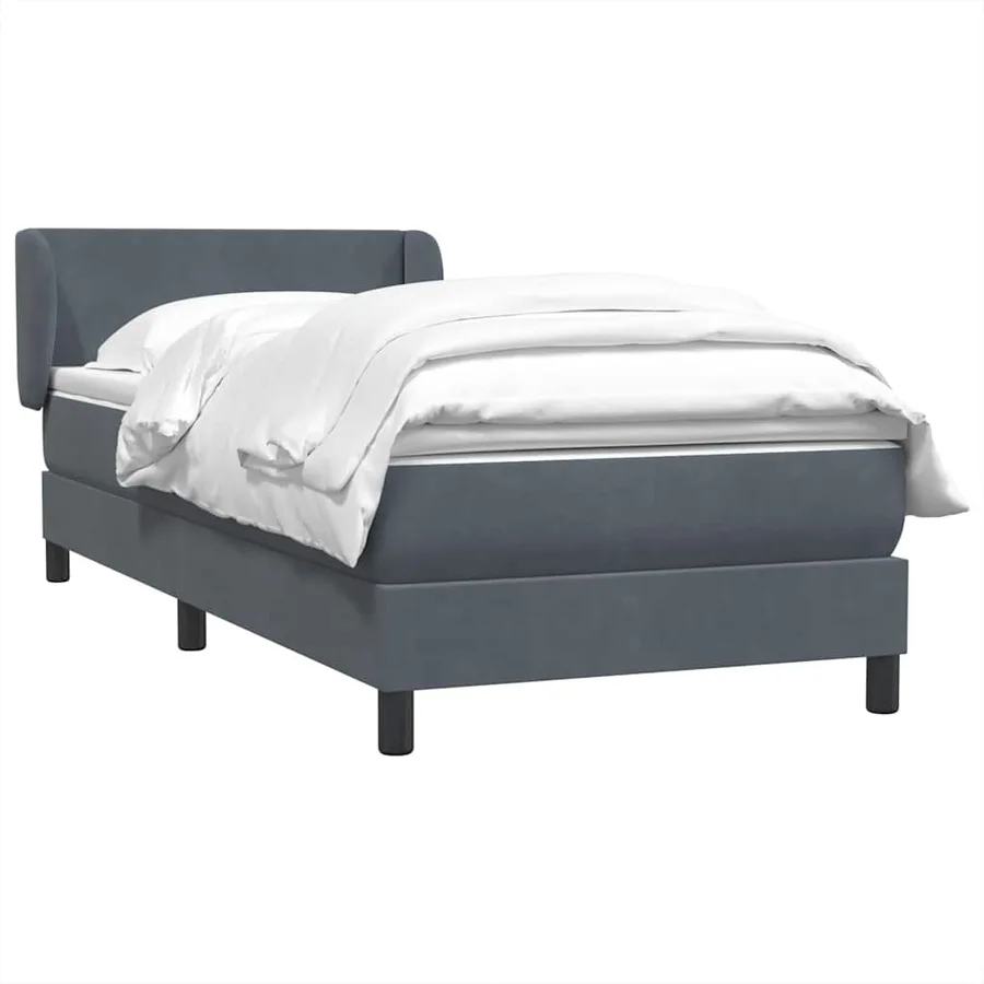 Sommier à lattes de lit et matelas gris foncé 80x210 cm velours - 4
