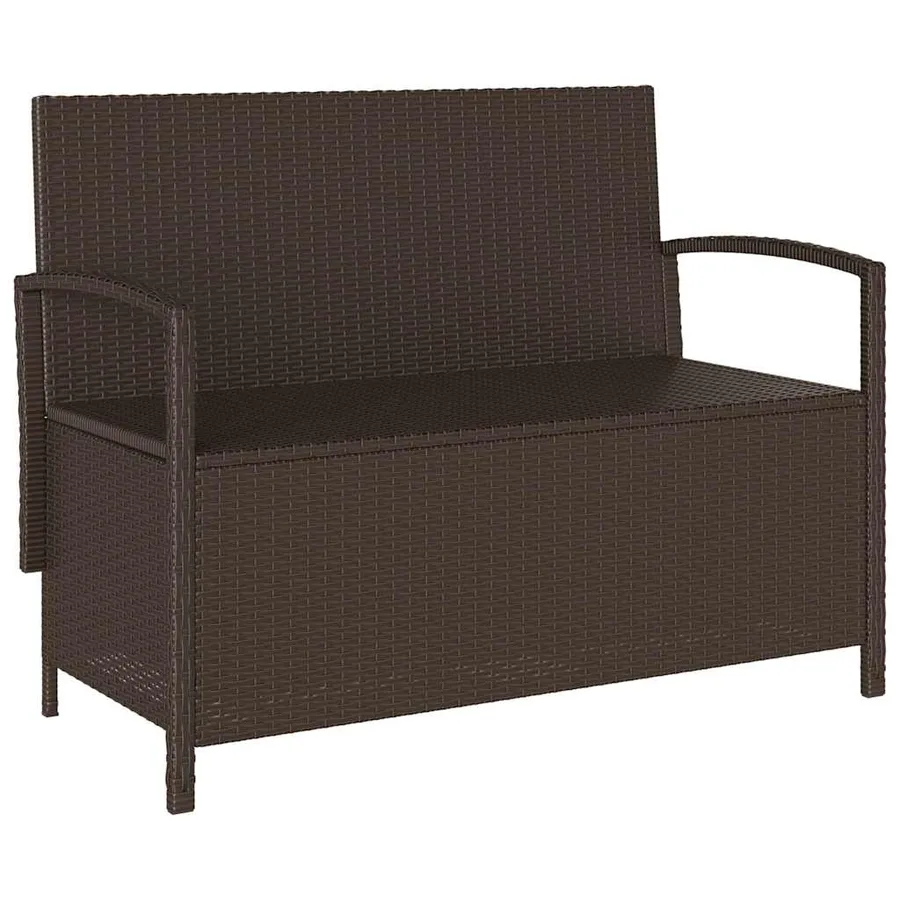 Banc de rangement de jardin avec coussin marron polyrotin - 5