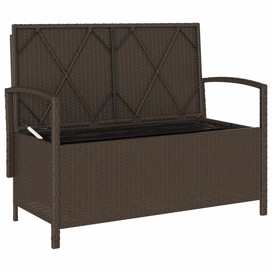 Banc de rangement de jardin avec coussin marron polyrotin - 6