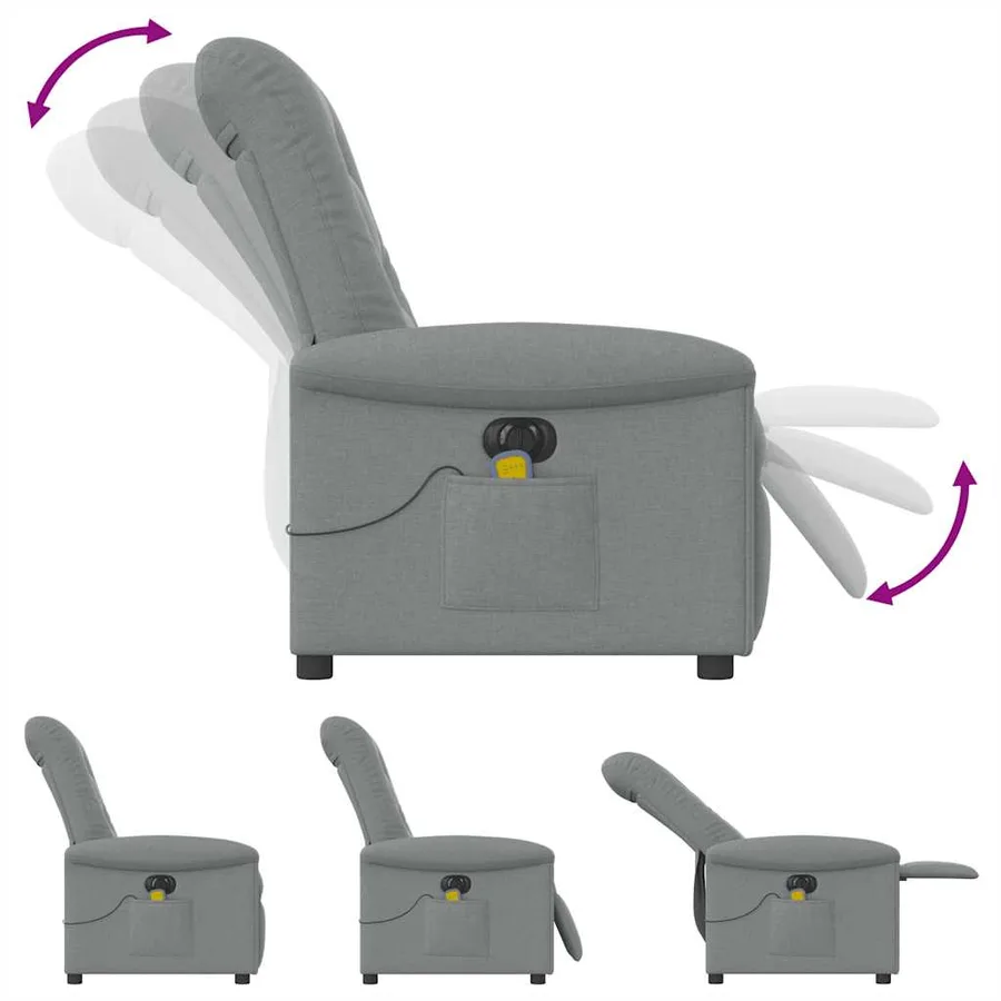 Fauteuil de massage inclinable électrique gris clair tissu - 8