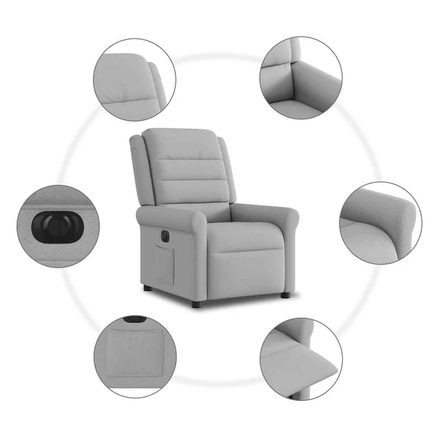 Fauteuil inclinable électrique gris nuage tissu - 10