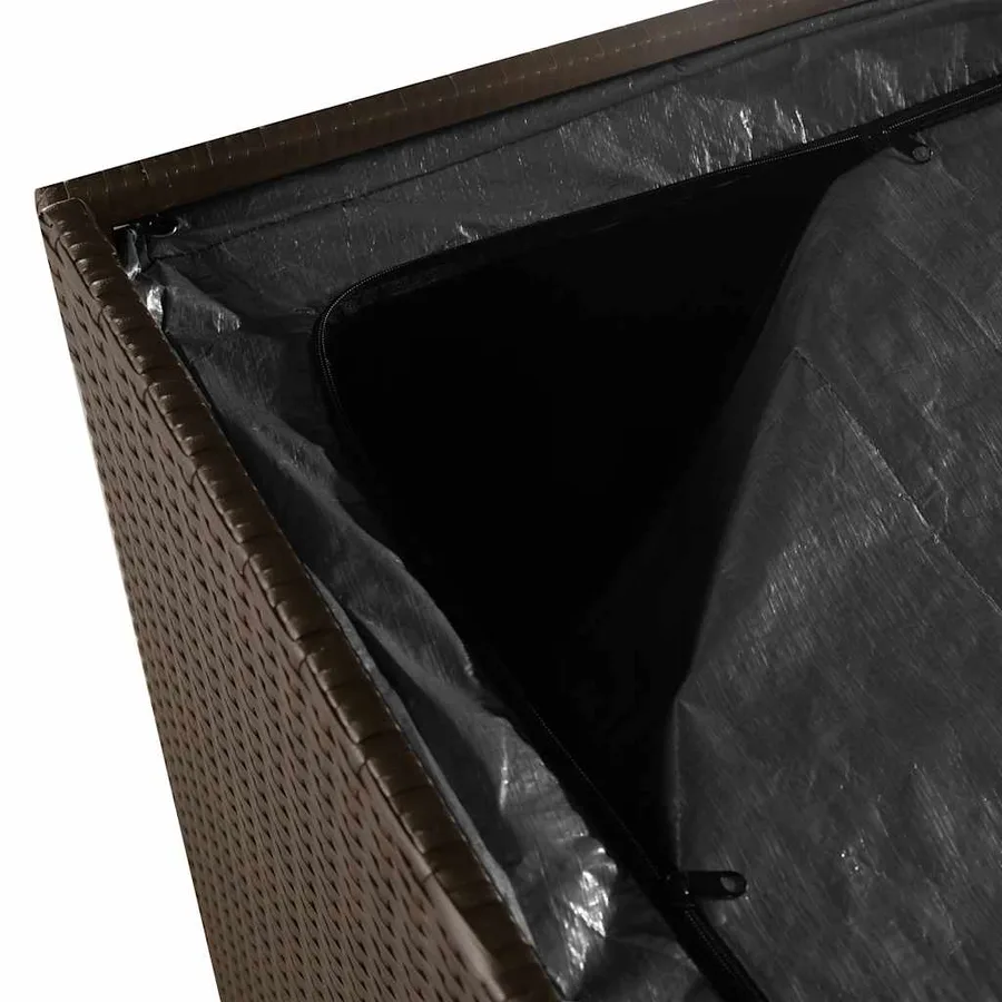 Boîte de rangement de jardin marron 110x50x58 cm résine tressée - 10