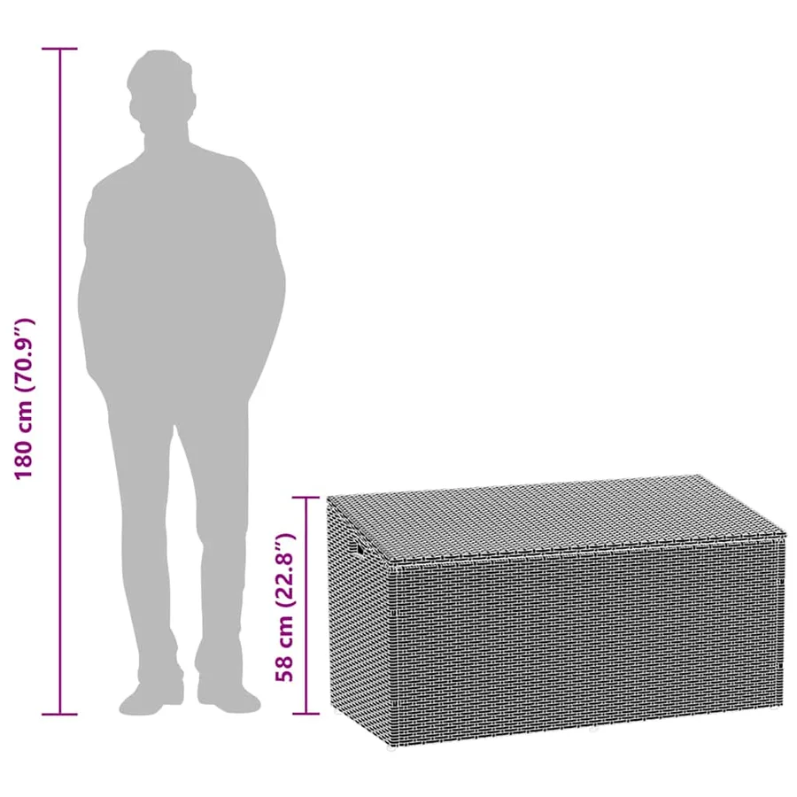 Boîte de rangement de jardin marron 110x50x58 cm résine tressée - 12