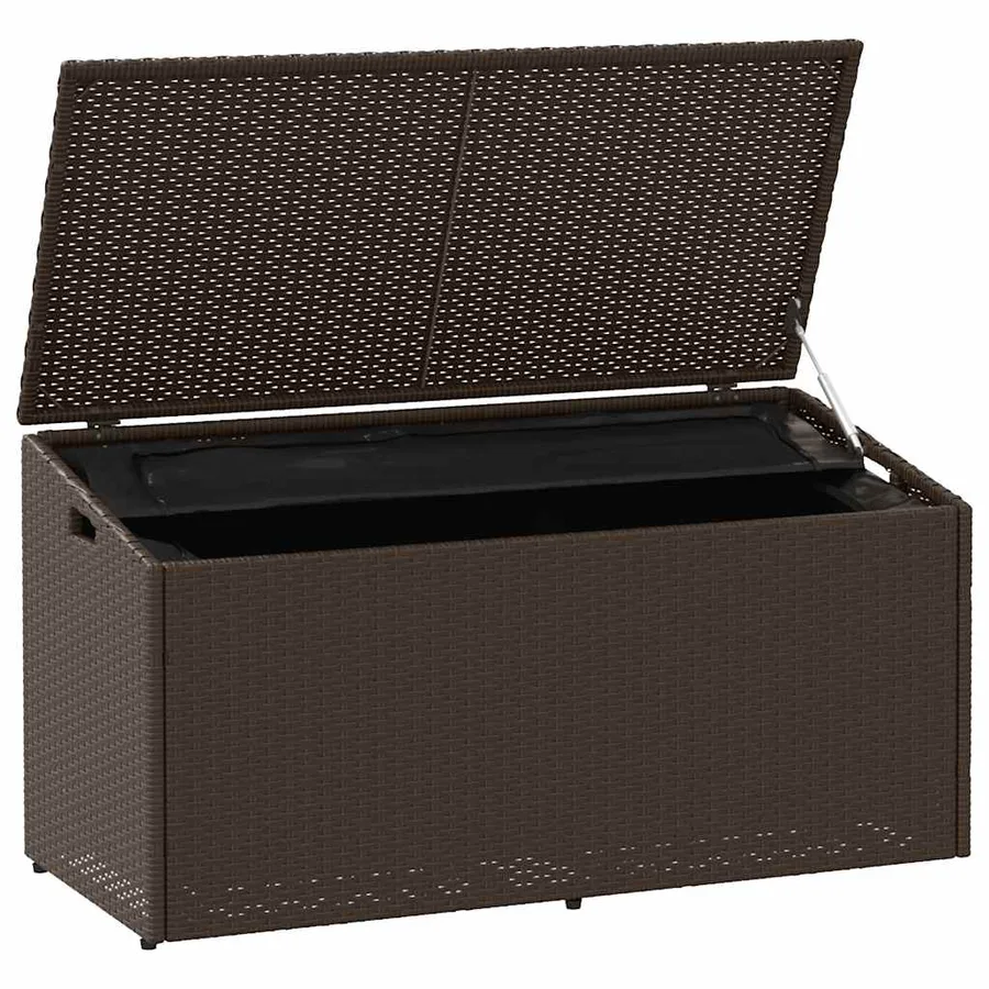 Boîte de rangement de jardin marron 110x50x58 cm résine tressée - 3