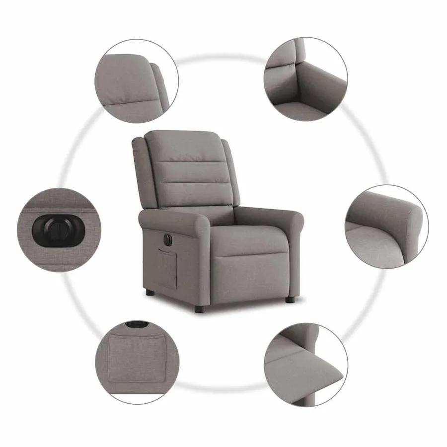 Fauteuil inclinable électrique Taupe Tissu - 10
