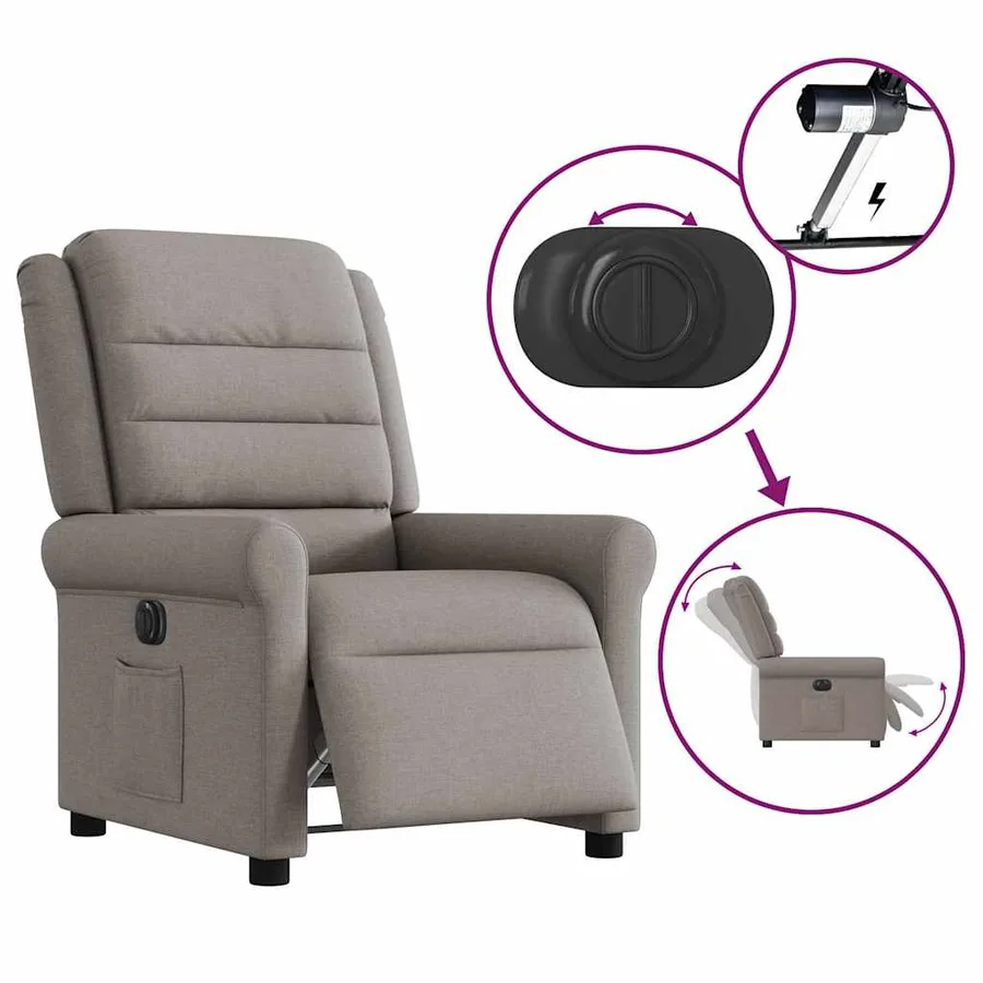 Fauteuil inclinable électrique Taupe Tissu - 9