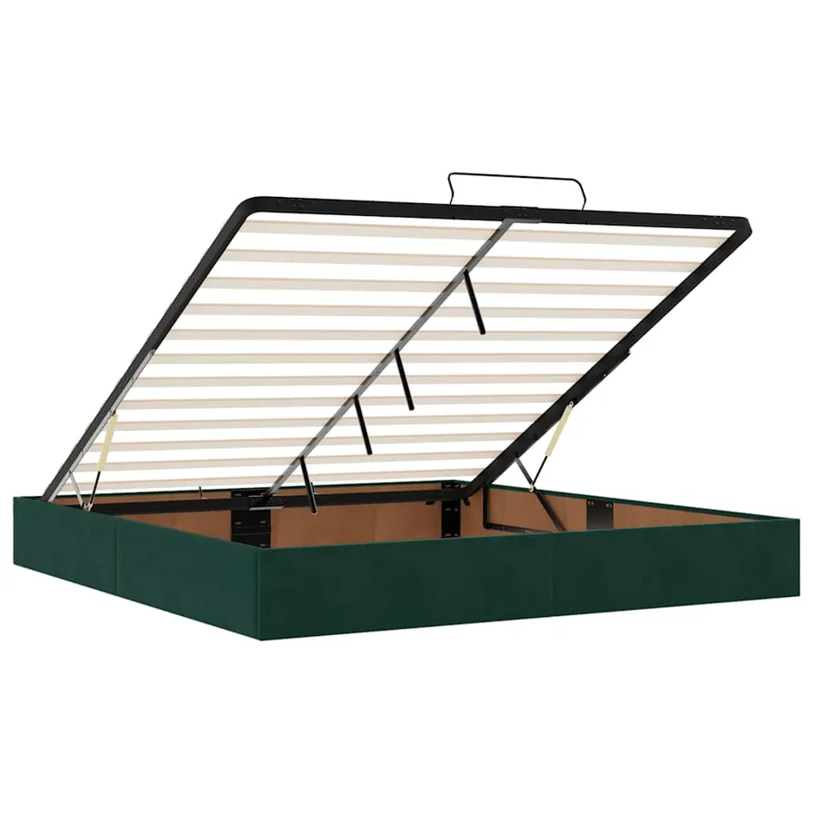 Cadre de lit ottoman sans matelas vert foncé 200x200 cm velours - 10