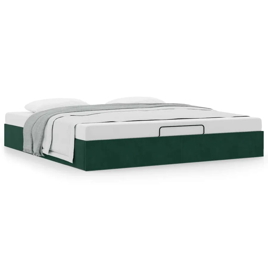 Cadre de lit ottoman sans matelas vert foncé 200x200 cm velours - 4
