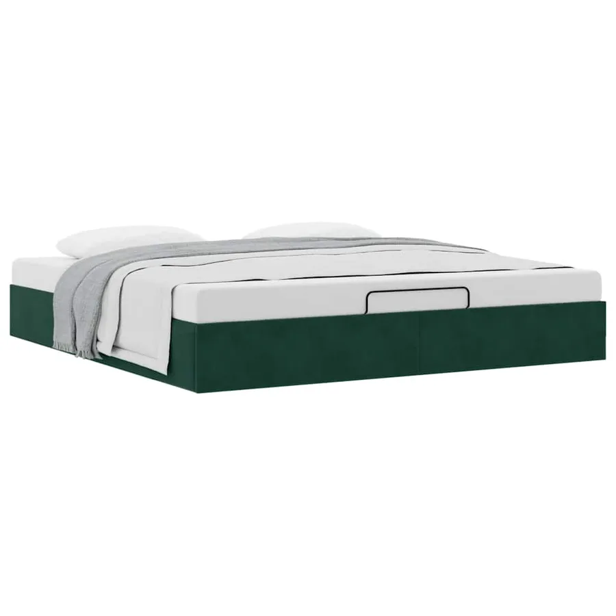 Cadre de lit ottoman sans matelas vert foncé 200x200 cm velours - 5