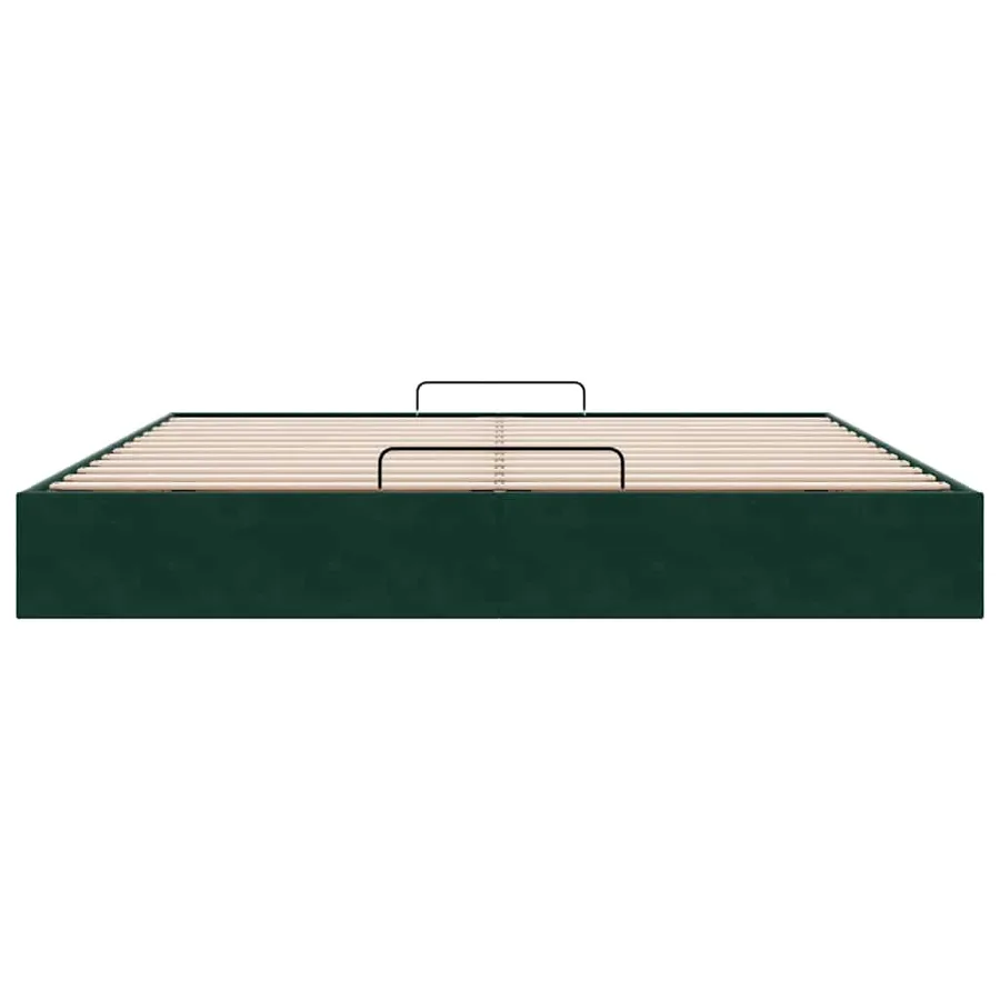 Cadre de lit ottoman sans matelas vert foncé 200x200 cm velours - 7