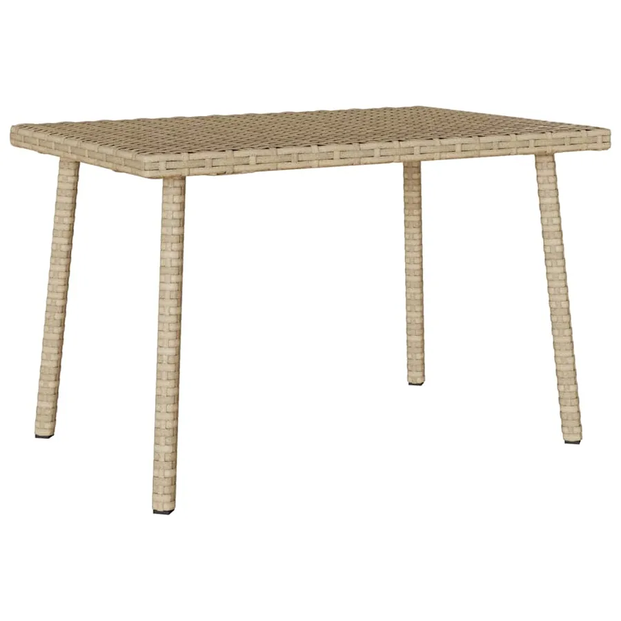 Table basse de jardin rectangulaire beige 60x40x37 cm rotin - 6