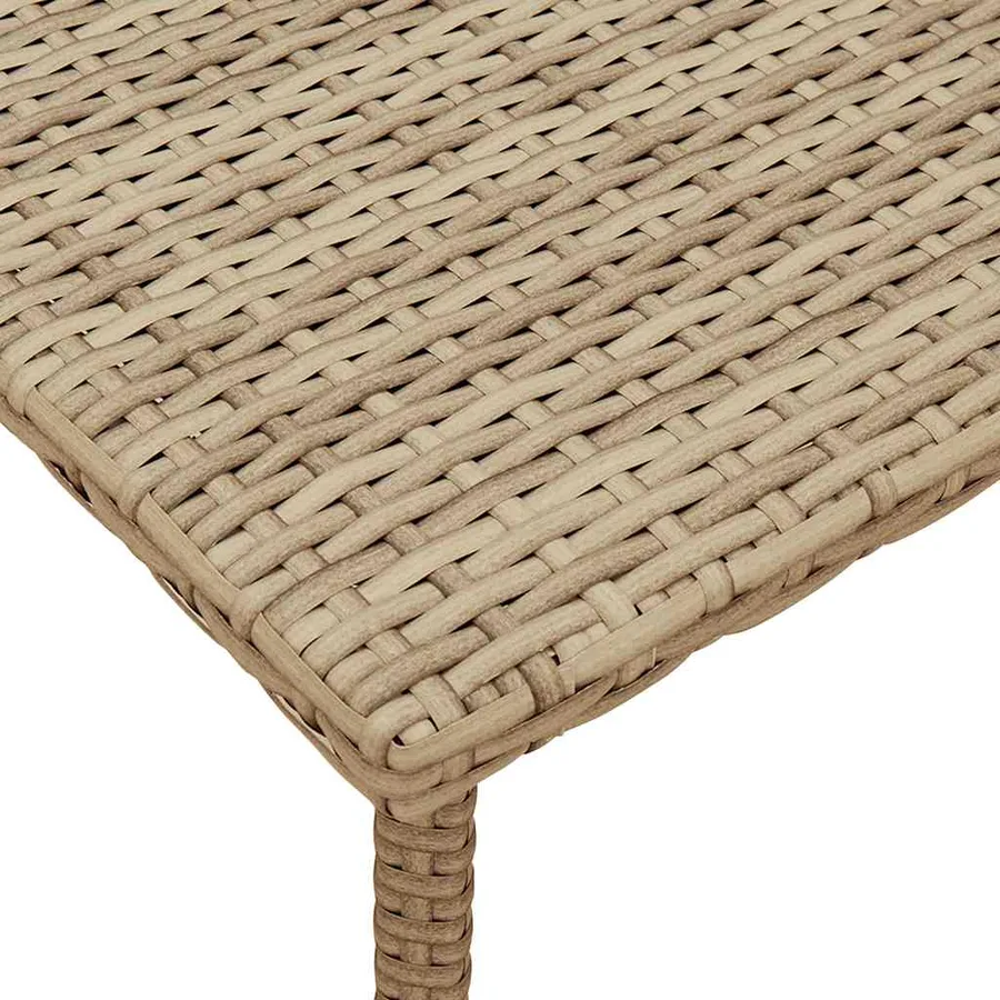 Table basse de jardin rectangulaire beige 60x40x37 cm rotin - 7