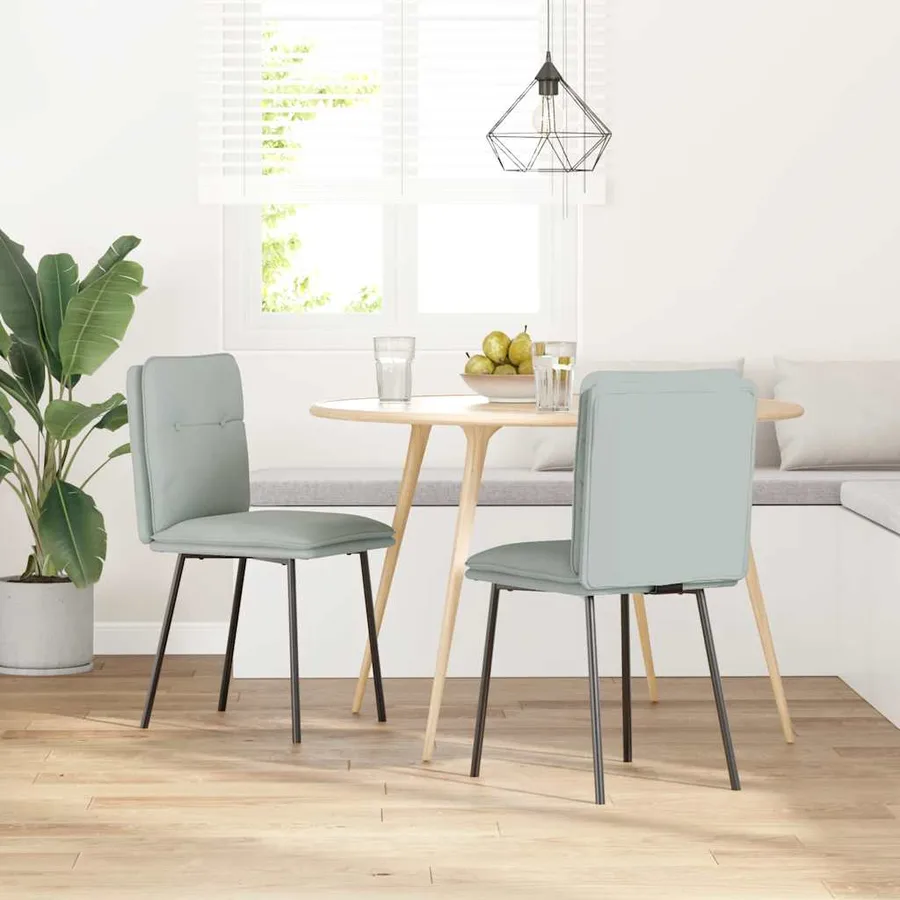 Chaises à manger lot de 2 Gris clair Velours - 2