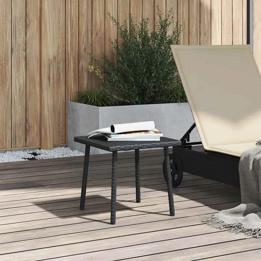 Table basse de jardin rectangulaire noir 40x40x37 cm rotin - 3