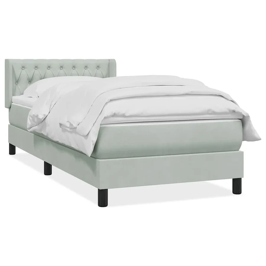 Sommier à lattes de lit et matelas gris clair 90x210 cm velours - 2