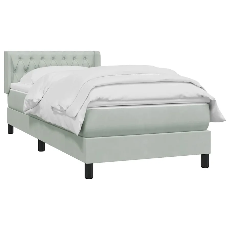 Sommier à lattes de lit et matelas gris clair 90x210 cm velours - 3