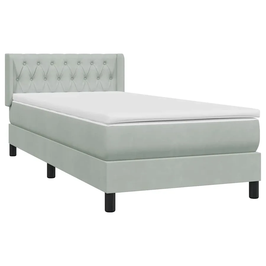 Sommier à lattes de lit et matelas gris clair 90x210 cm velours - 4