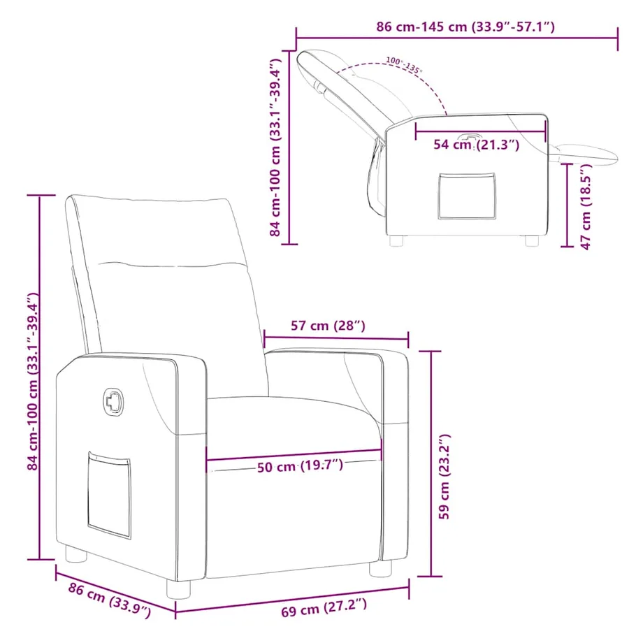 Fauteuil inclinable Noir Tissu - 12
