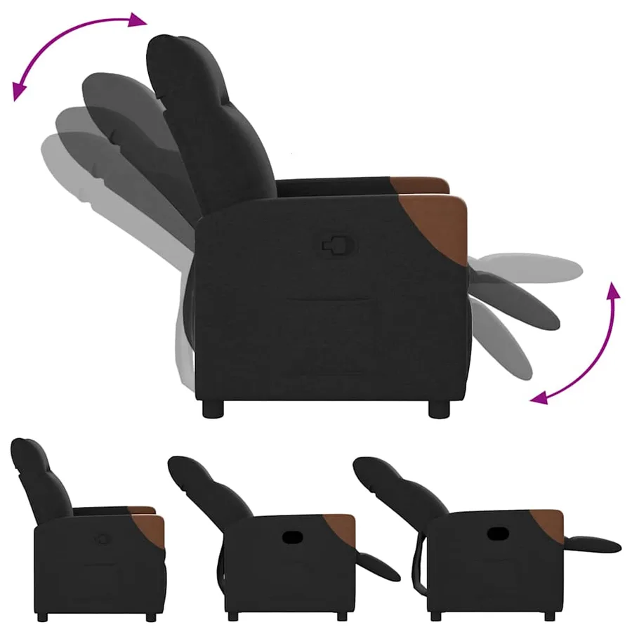 Fauteuil inclinable Noir Tissu - 6