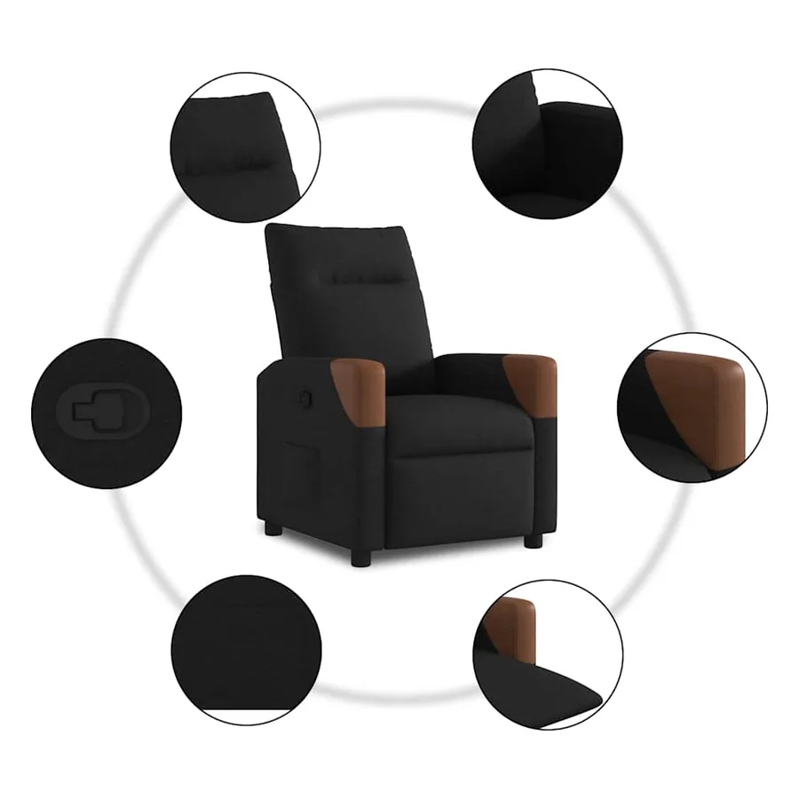 Fauteuil inclinable Noir Tissu - 7