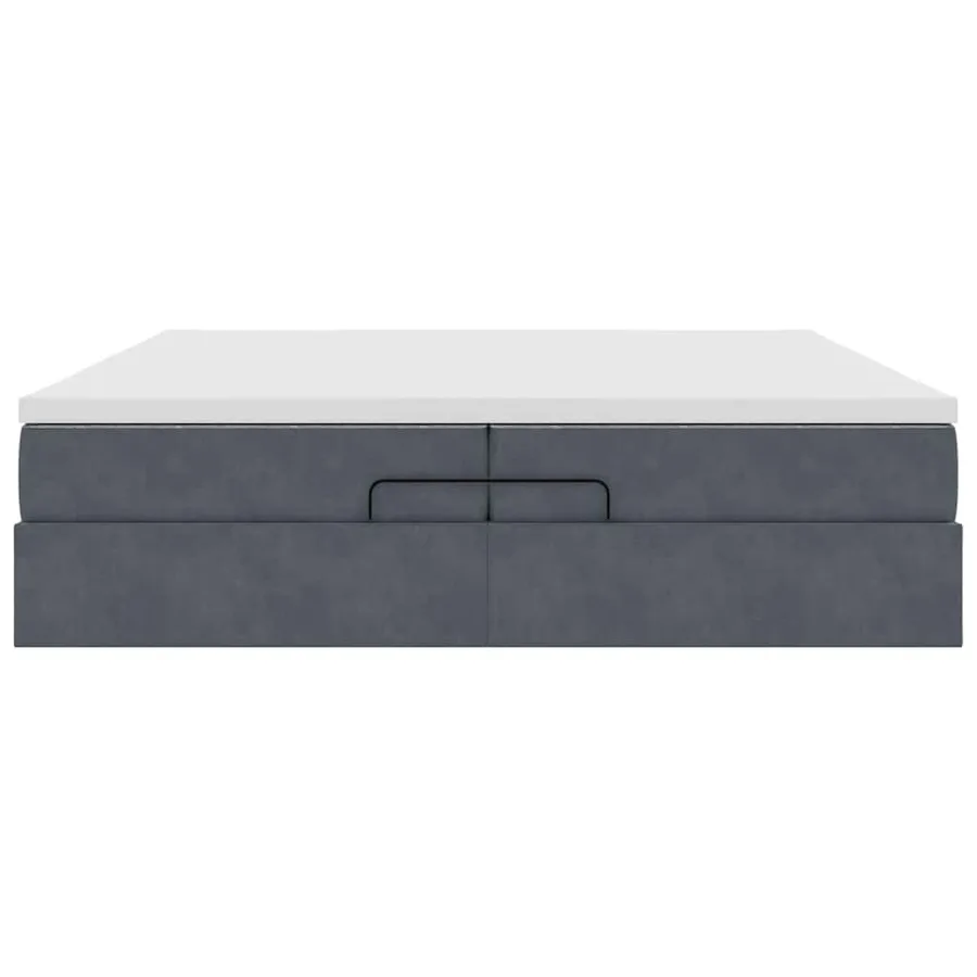 Cadre de lit ottoman avec matelas gris foncé 200x200 cm velours - 7