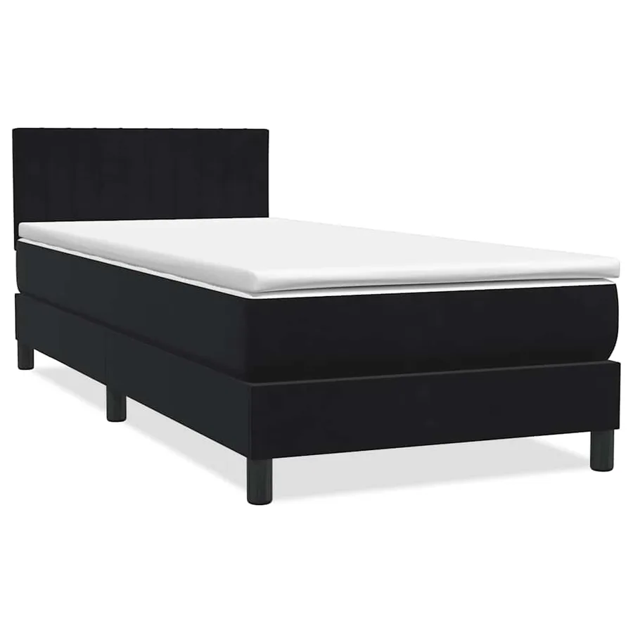 Sommier à lattes de lit avec matelas et LED noir 100x210 cm velours - 3
