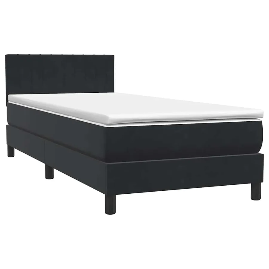 Sommier à lattes de lit avec matelas et LED noir 100x210 cm velours - 5