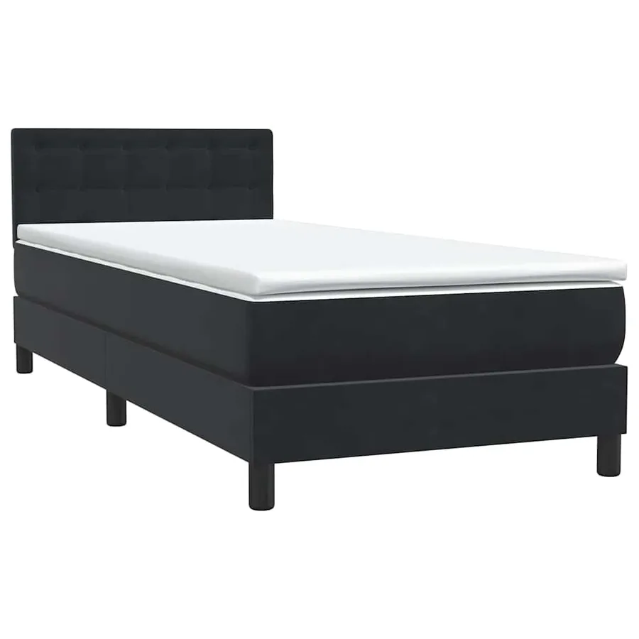 Sommier à lattes de lit avec matelas et LED noir 100x210 cm velours - 5
