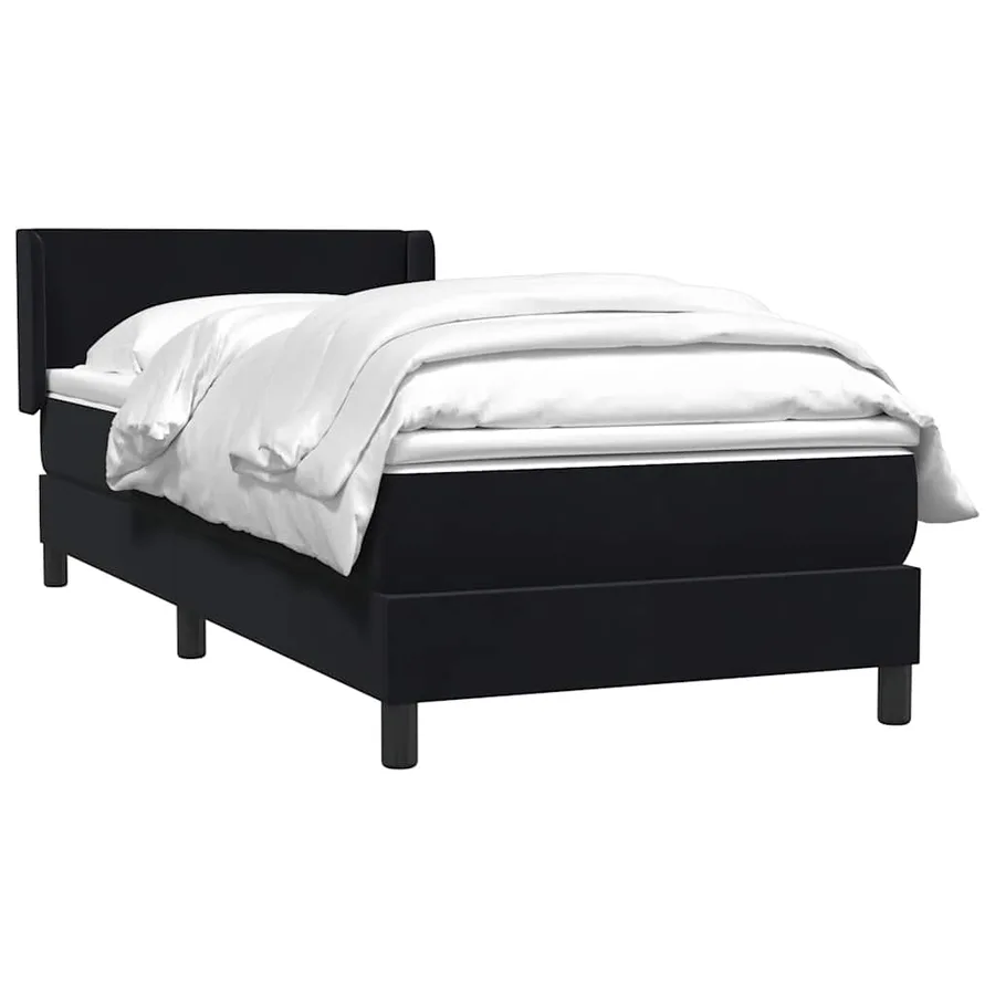 Sommier à lattes de lit avec matelas noir 100x210 cm velours - 3