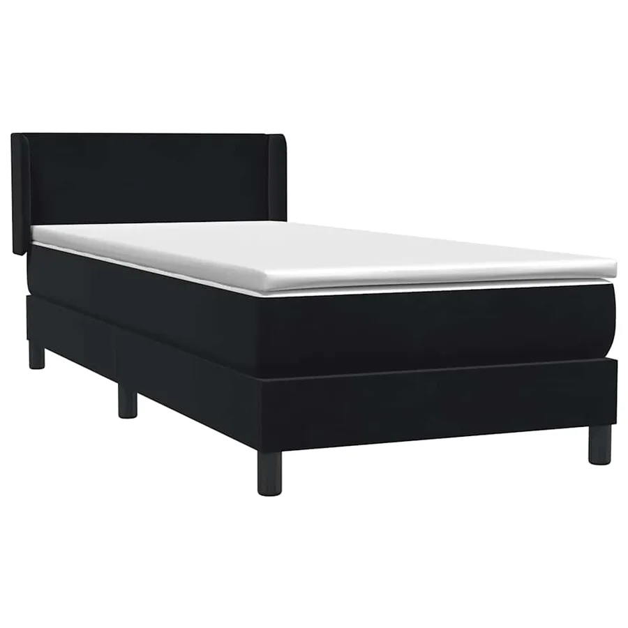 Sommier à lattes de lit avec matelas noir 100x210 cm velours - 4