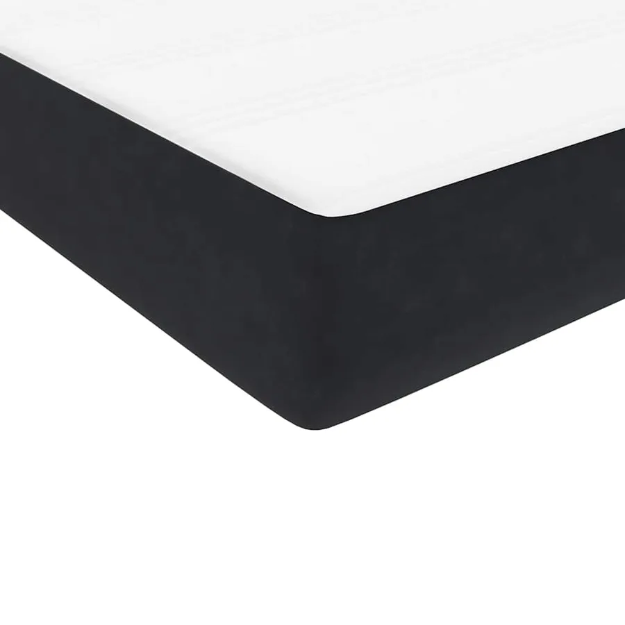 Sommier à lattes de lit avec matelas noir 100x210 cm velours - 9