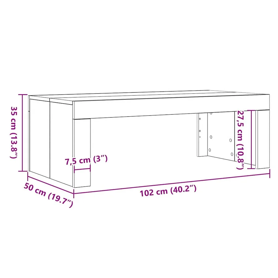 Table basse Chêne noir 102 x 50 x 35 cm Bois d'ingénierie - 8