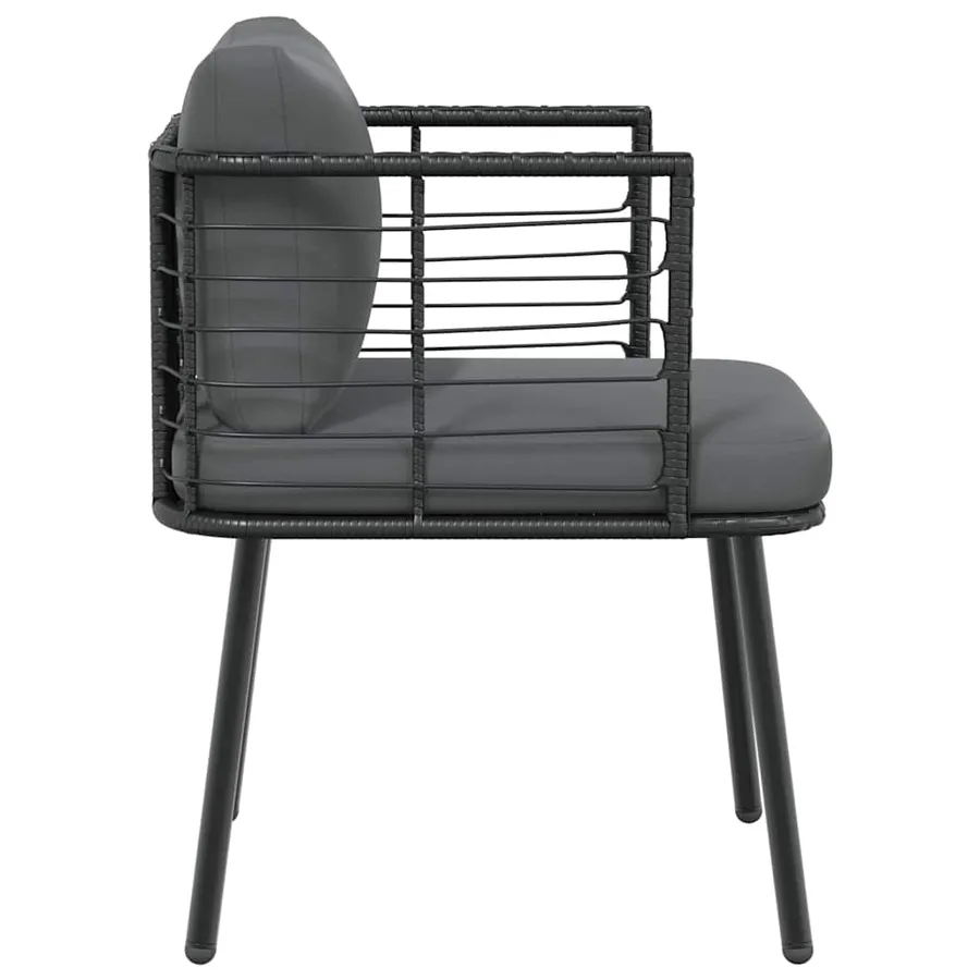 Chaise de jardin avec coussins noir résine tressée - 5