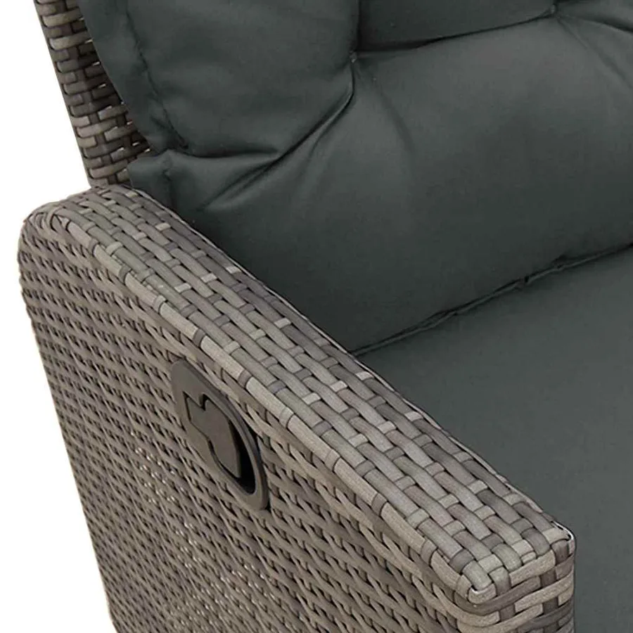 Salon de jardin 3 pcs avec coussins forme L gris résine tressée - 11