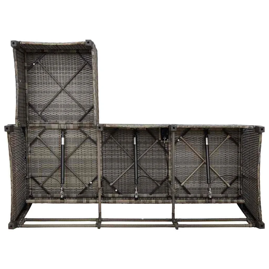 Salon de jardin 3 pcs avec coussins forme L gris résine tressée - 9