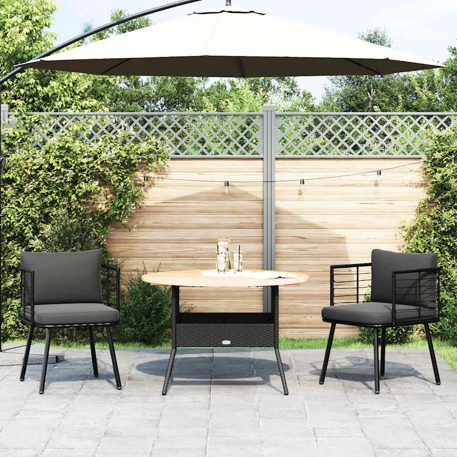 Chaises de jardin lot de 2 avec coussins noir résine tressée - 3