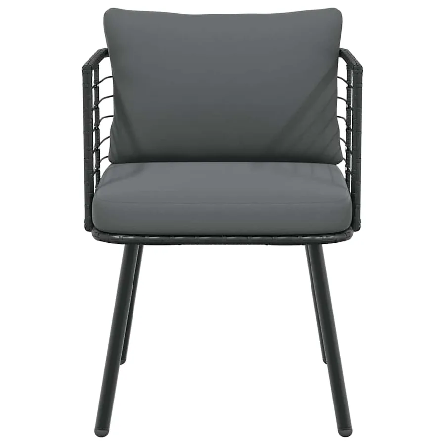 Chaises de jardin lot de 2 avec coussins noir résine tressée - 5