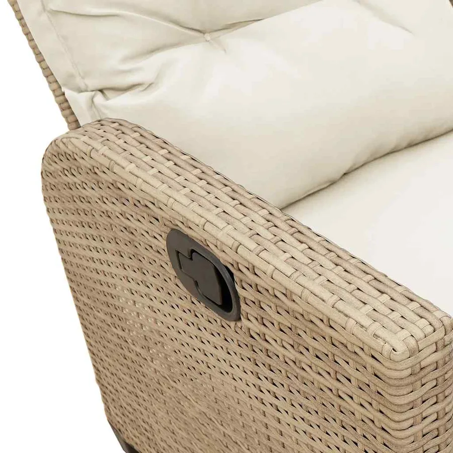 Salon de jardin avec coussins forme de L 3 pcs beige polyrotin - 11