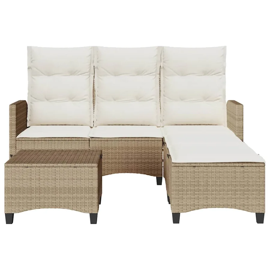 Salon de jardin avec coussins forme de L 3 pcs beige polyrotin - 4