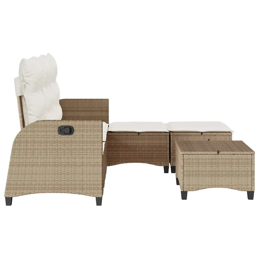 Salon de jardin avec coussins forme de L 3 pcs beige polyrotin - 5